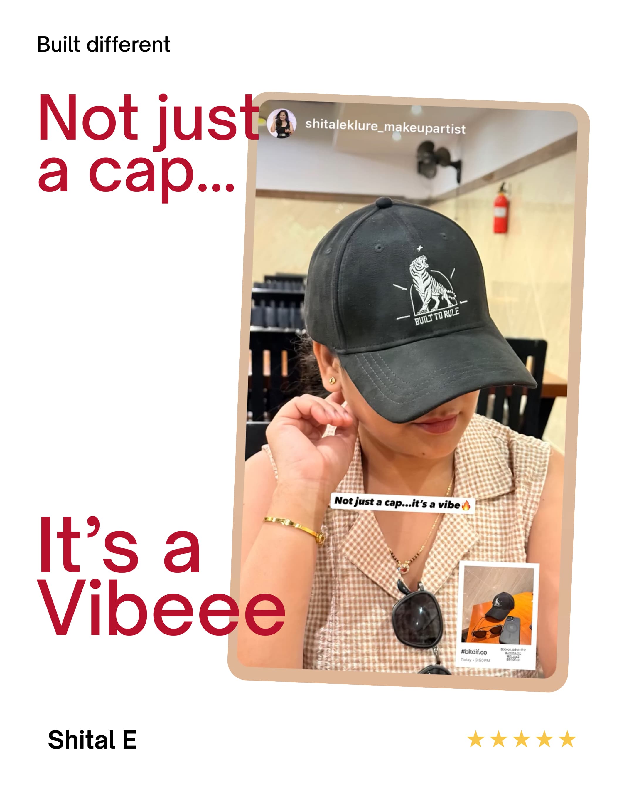Shital reviewing a BLTDIF cap